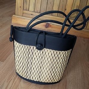 Cute straw contoured Baskets of Cambodia purse